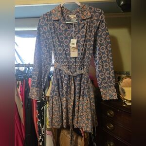 Roller Rabbit Blue and Orange Long Sleeve Dress